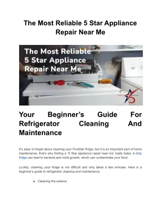 The Most Reliable 5 Star Appliance Repair Near Me