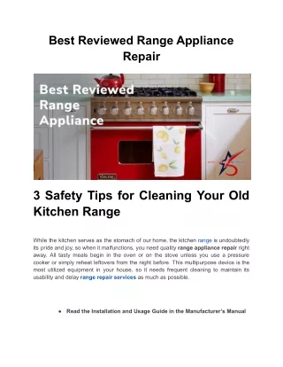 Best Reviewed Range Appliance Repair