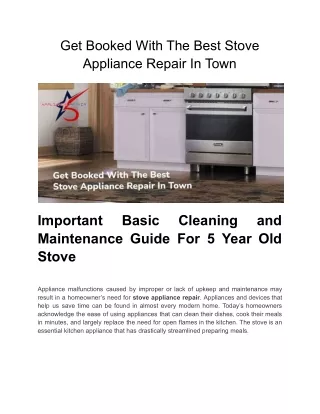 Get Booked With The Best Stove Appliance Repair In Town