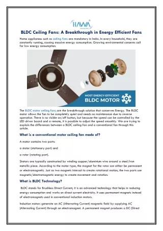 BLDC Ceiling Fans A Breakthrough in Energy Efficient Fans