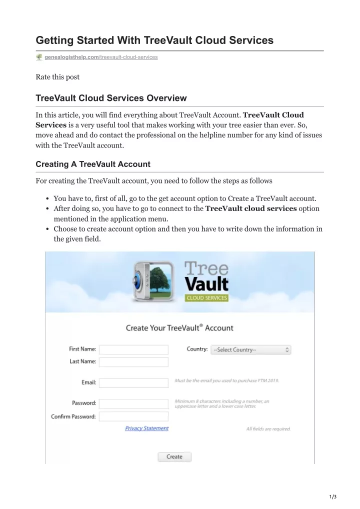 getting started with treevault cloud services