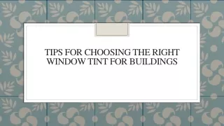 tips for choosing the right window tint