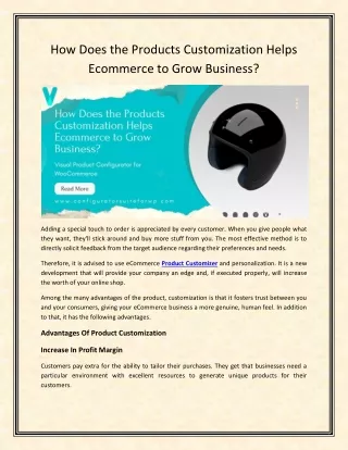 How Does the Products Customization Helps Ecommerce to Grow Business