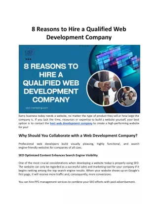 8 Reasons to Hire a Qualified Web Development Company