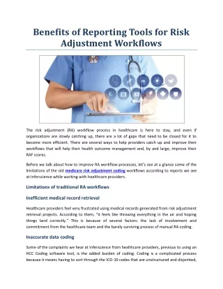 Benefits of Reporting Tools for Risk Adjustment Workflows