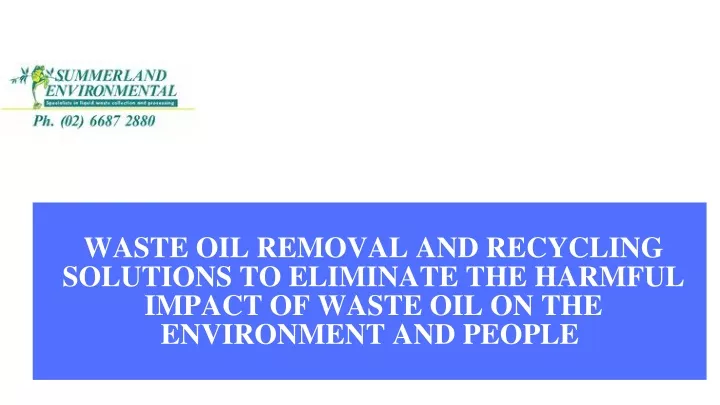 waste oil removal and recycling solutions