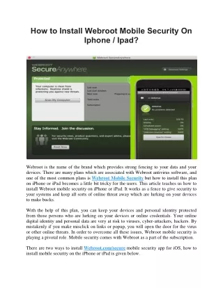 how to install webroot mobile security on iphone