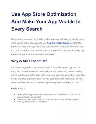 Use App Store Optimization And Make Your App Visible In Every Search