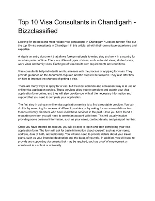 Top 10 Visa Consultants in Chandigarh - Bizzclassified