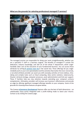 What are the grounds for selecting professional managed IT services