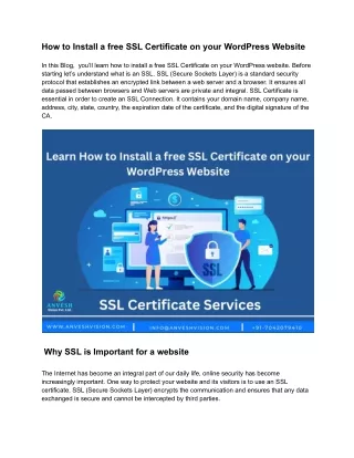How to Install a free SSL Certificate on your WordPress Website