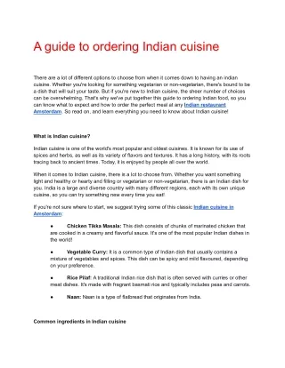 A guide to ordering Indian cuisine