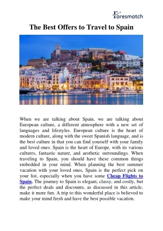 The Best Offers to Travel to Spain