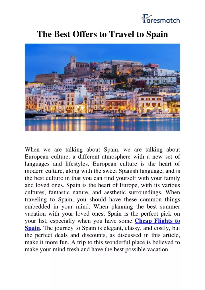 the best offers to travel to spain