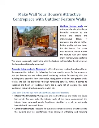 Make Wall Your House’s Attractive Centrepiece with Outdoor Feature Walls