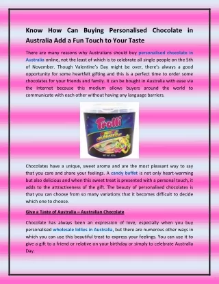 Know How Can Buying Personalised Chocolate in Australia Add a Fun Touch to Your Taste