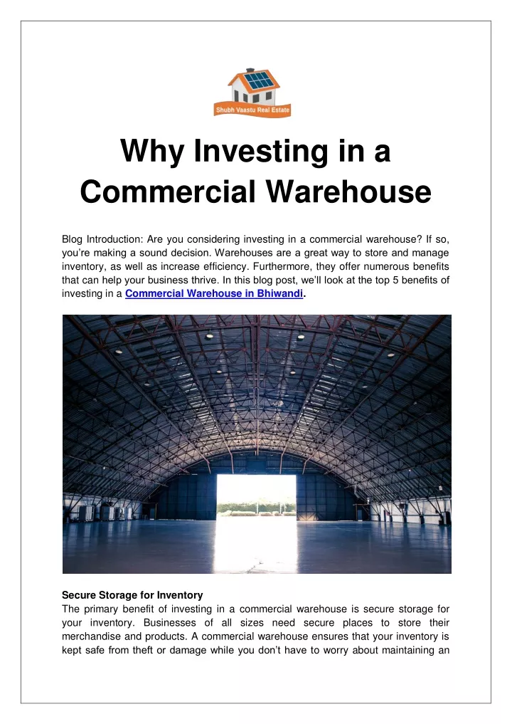 why investing in a commercial warehouse blog