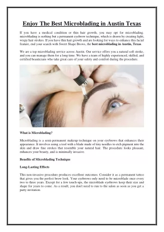 Enjoy The Best Microblading in Austin Texas