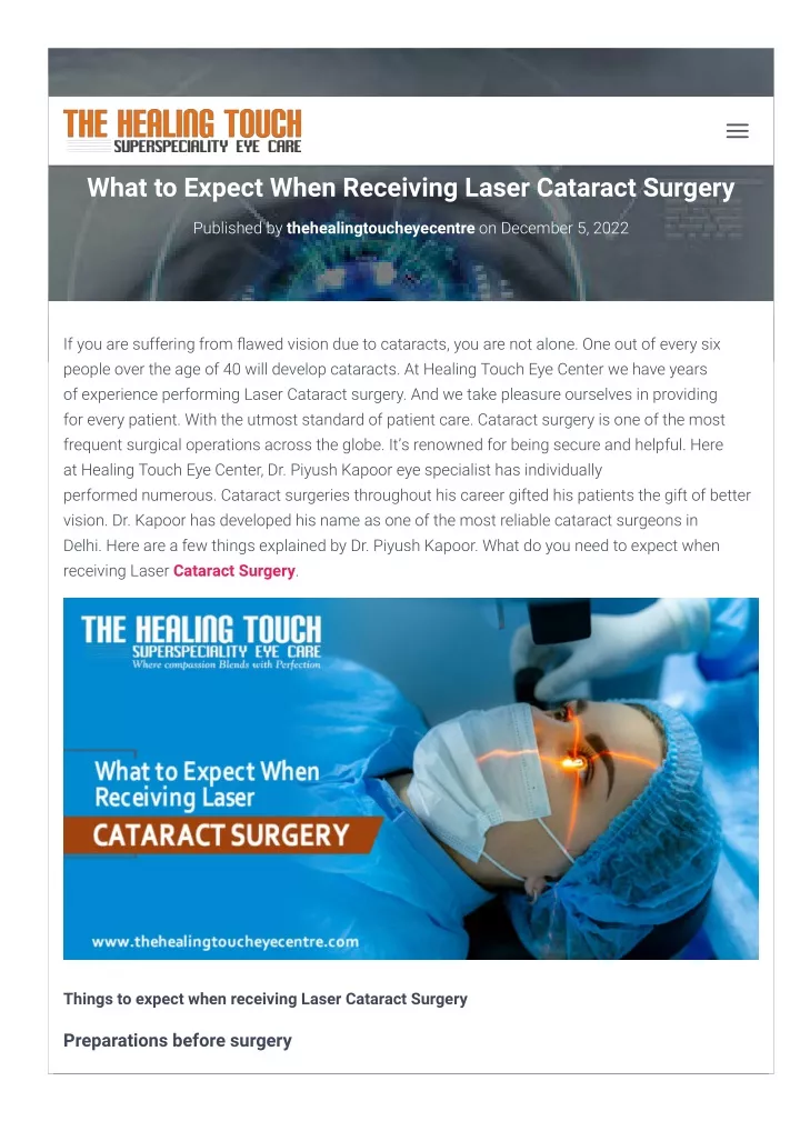 what to expect when receiving laser cataract