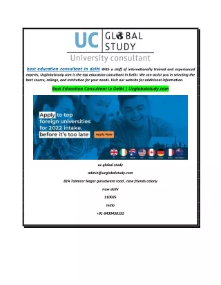 Best Education Consultant in Delhi  Ucglobalstudy.com