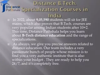distance b tech specialization courses in india