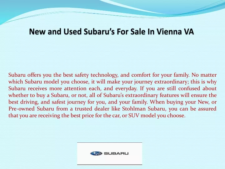 new and used subaru s for sale in vienna va