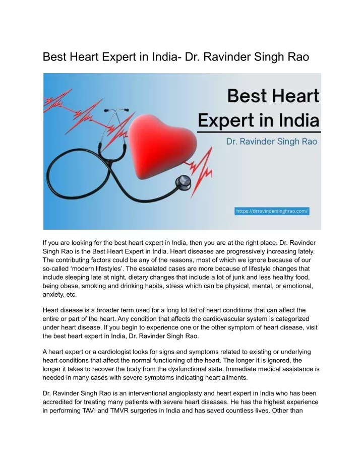 best heart expert in india dr ravinder singh rao