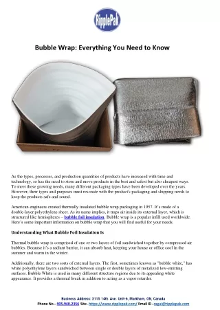 Bubble Wrap: Everything You Need to Know
