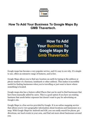 How To Add Your Business To Google Maps By - Gmb Thavertech