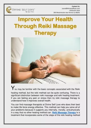 Improve Your Health Through Reiki Massage Therapy