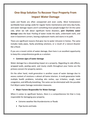 Water Damage Services Port Charlotte | ServiceMaster by Wright