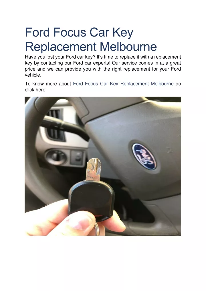 ford focus car key replacement melbourne have