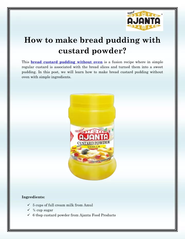 how to make bread pudding with custard powder