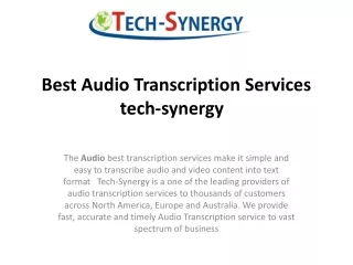 Best Audio Transcription Services tech-synergy  