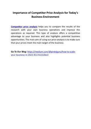 importance of competitor price analysis for today