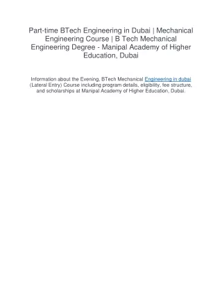 part time btech engineering in dubai mechanical