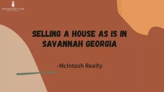 Selling a House as is in Savannah Georgia - McIntosh Realty