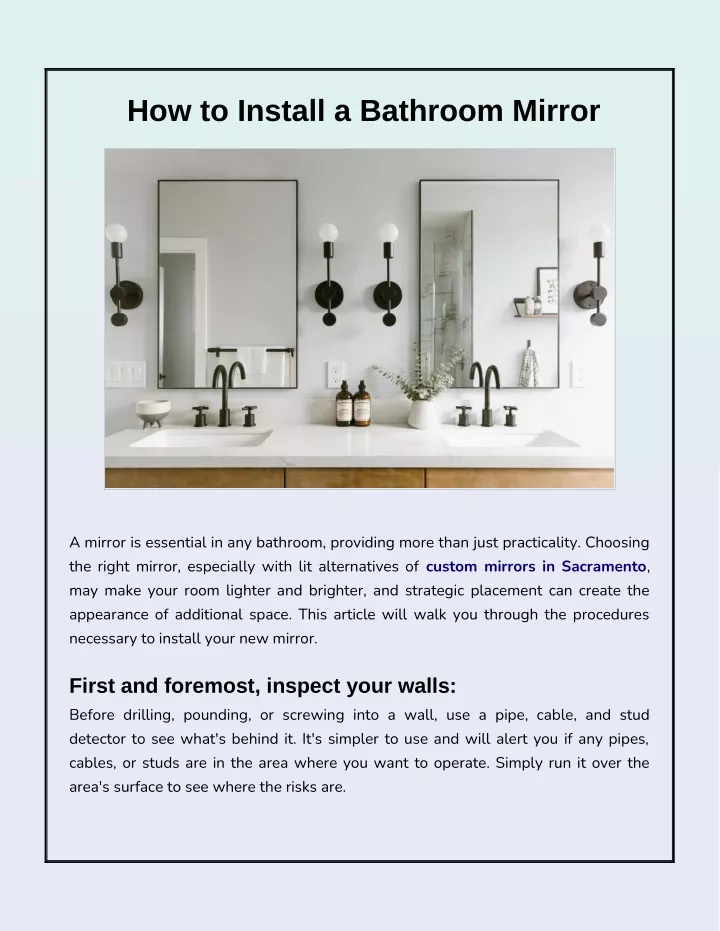 how to install a bathroom mirror