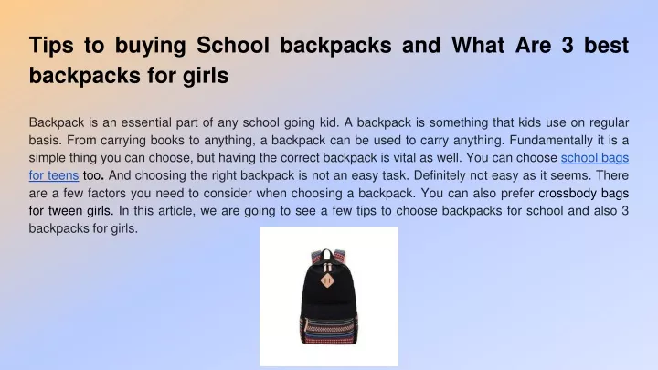 tips to buying school backpacks and what are 3 best backpacks for girls