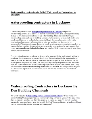 waterproofing contractors in Lucknow