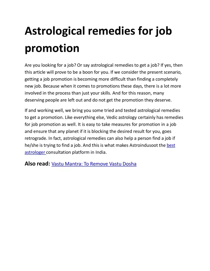 astrological remedies for job promotion