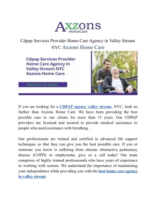 Cdpap Services Provider Home Care Agency - Axzons Home Care