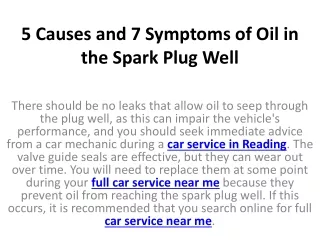 5 causes and 7 symptoms of oil in the spark plug well
