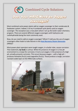 Does Your HRSG Need an Oxygen Scavenger