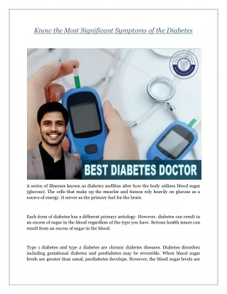 Know the Most Significant Symptoms of the Diabetes
