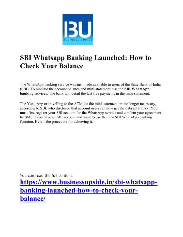 sbi whatsapp banking launched how to check your