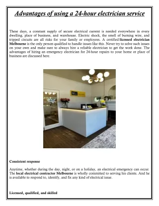 advantages of using a 24 hour electrician service