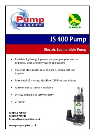 js 400 pump