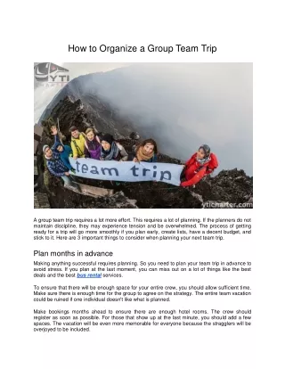 how to organize a group team trip