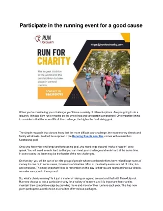 participate in the running event for a good cause